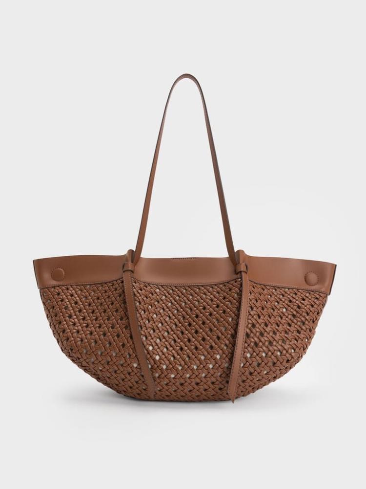 Woven bag Kala Charles and Keith - Chocolate