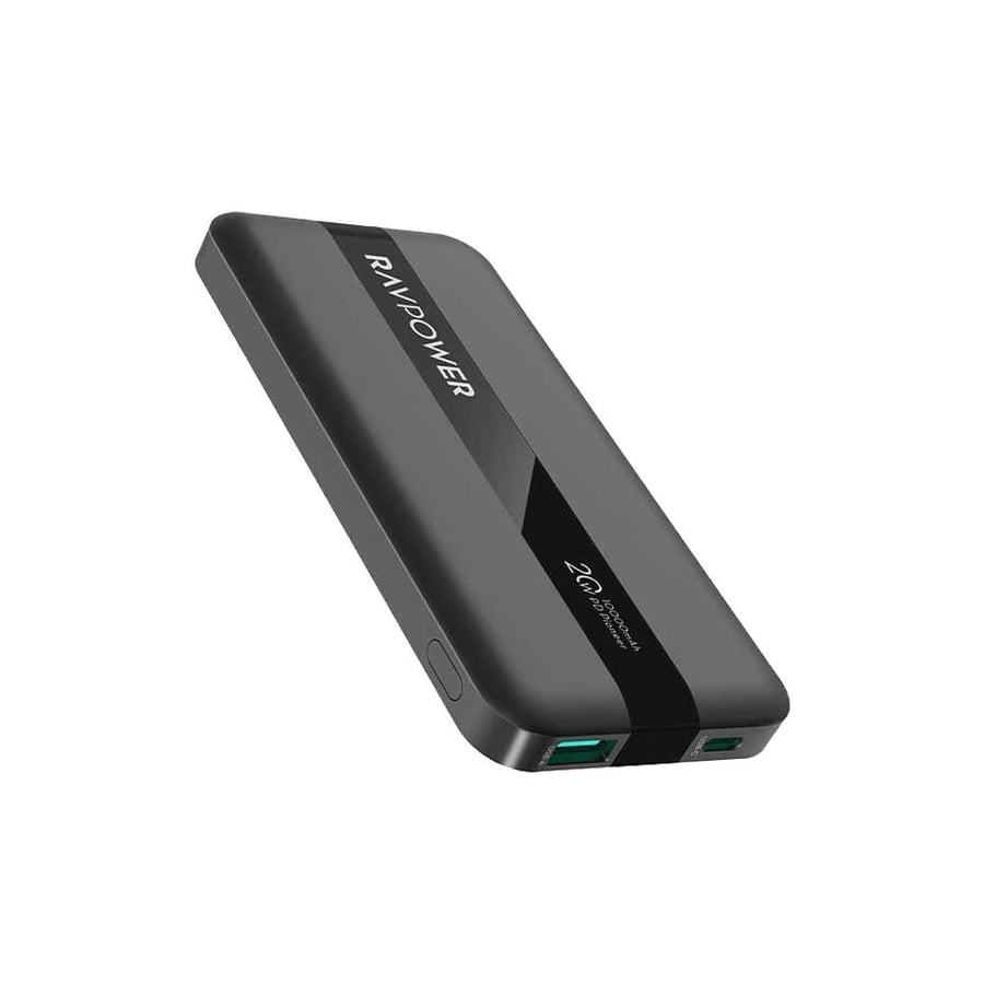 RAVPower battery with a capacity of 10,000 mAh, power of 20 watts, with USB-C port and USB-A port - black