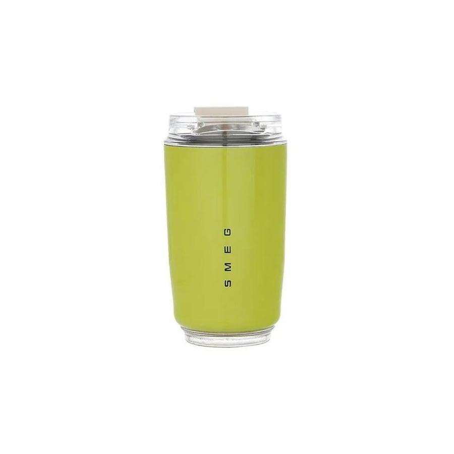 SMEG insulated cup with transparent lid for hot and cold drinks