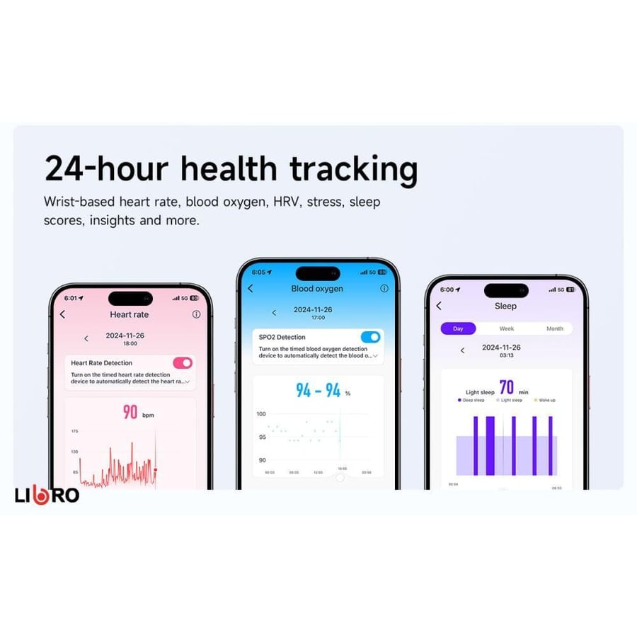 Lipro LIB-A150H smart bracelet for health and fitness tracking, waterproof - black