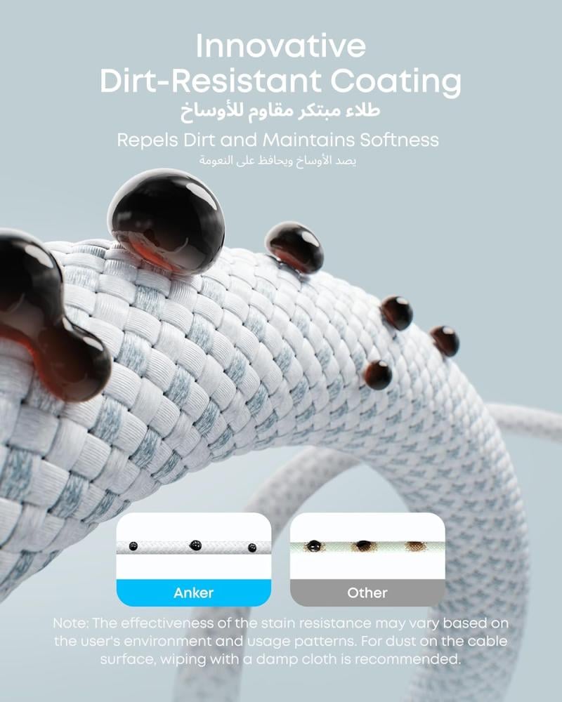 Anker Zolo cable with 240-watt power USB-C to USB-C length 1 meter - white