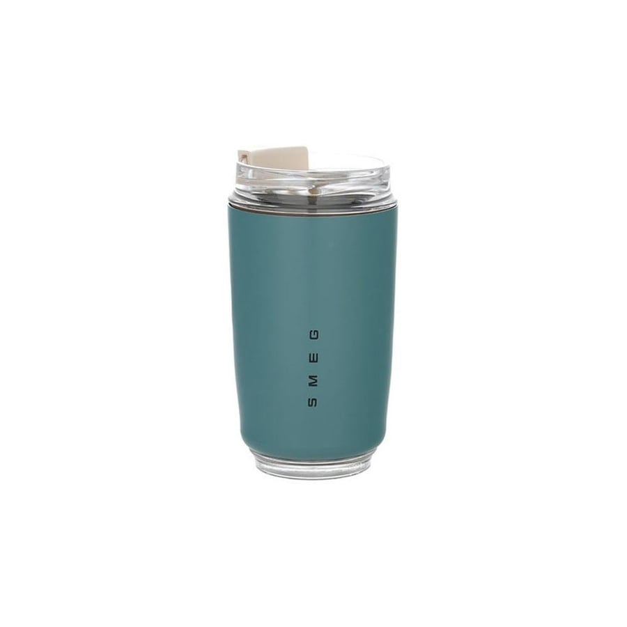 SMEG insulated cup with transparent lid for hot and cold drinks