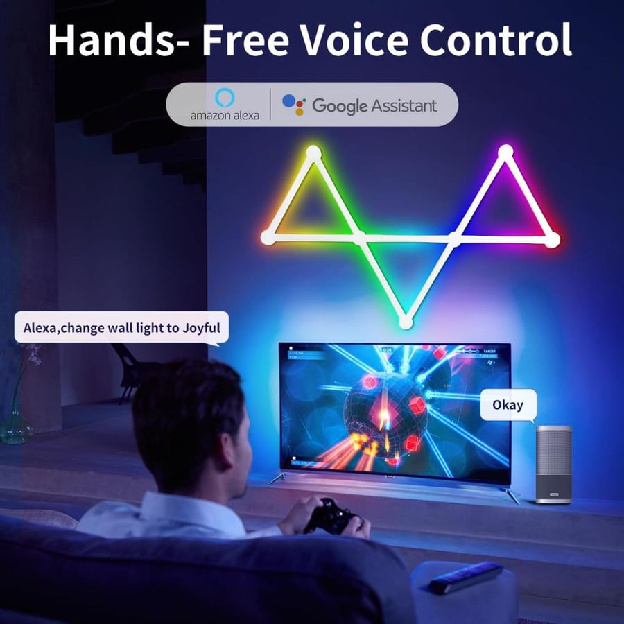 إضاءة حائط LED سيمفونية ذكية بتقنية WiFi ( 9 قطع )