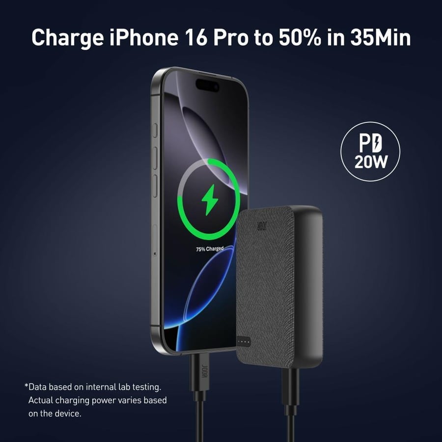 JODA Nano battery with 20-watt power, 10,000 mAh capacity, dual Type-C ports