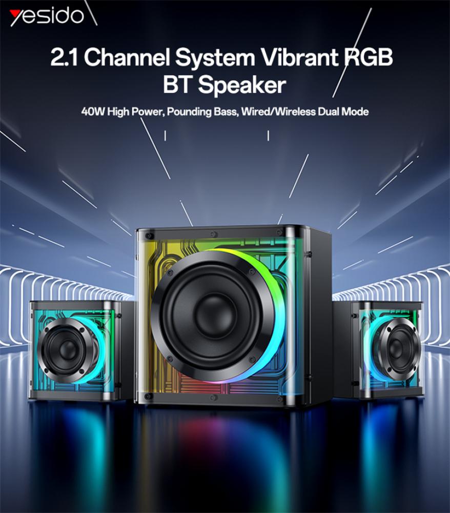 Yesido surround Bluetooth RGB dual channel speaker with 40-watt power (YSW41)