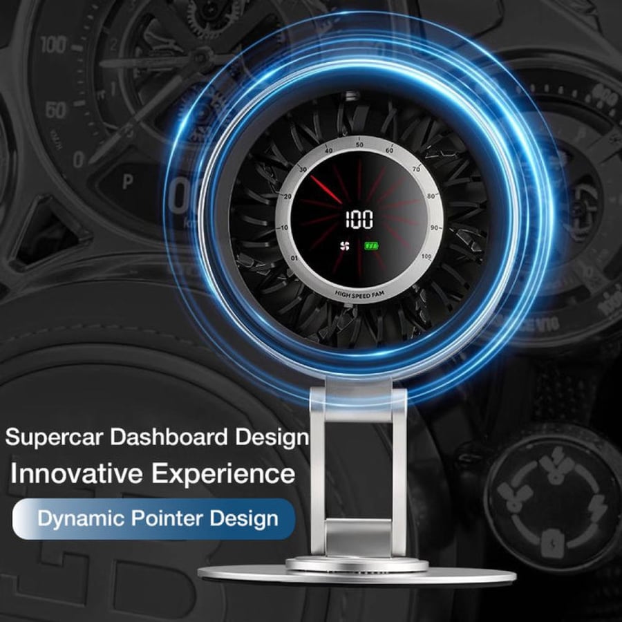 Office fan H6-V8 metal stand foldable and turbo cooling with display screen