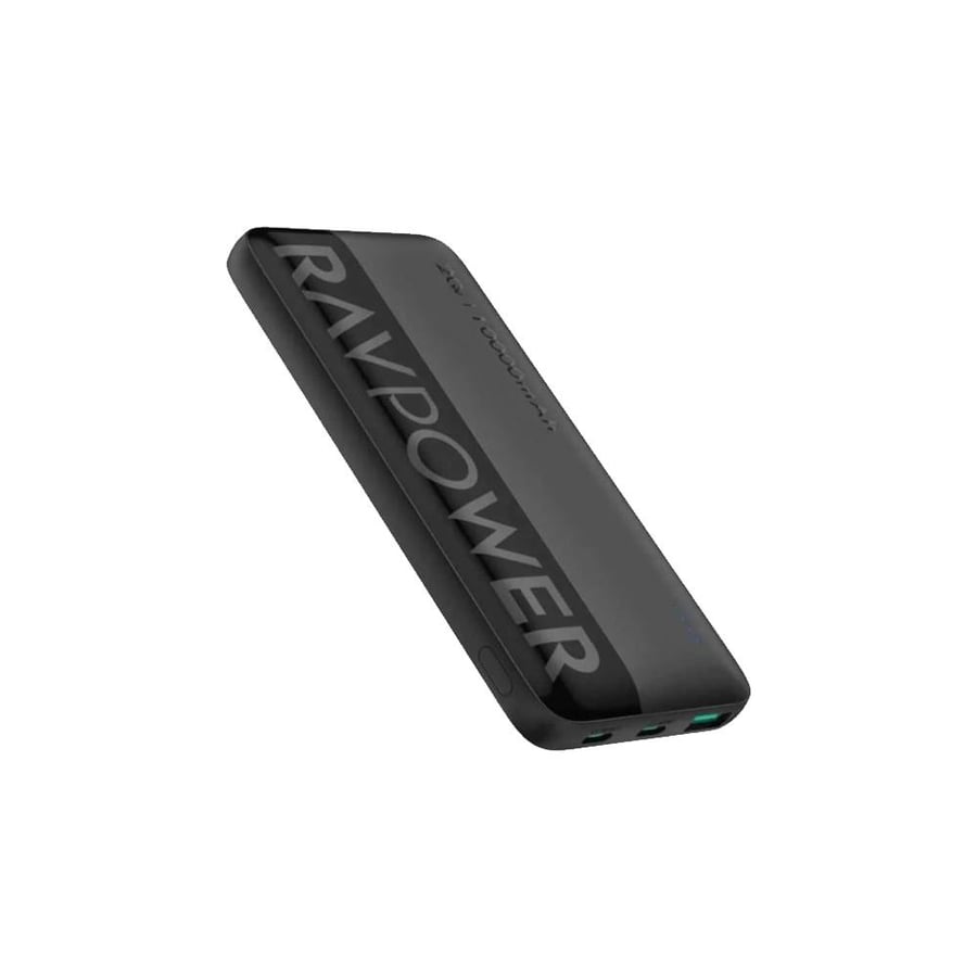 RAVPower battery with capacity of 10,000 mAh, power of 20 watts, with two USB-C ports and one USB-A port - Black