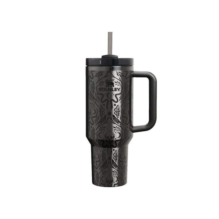 Stanley cup x Halloween Quencher H2.0 FlowStat with deadly damask pattern - black