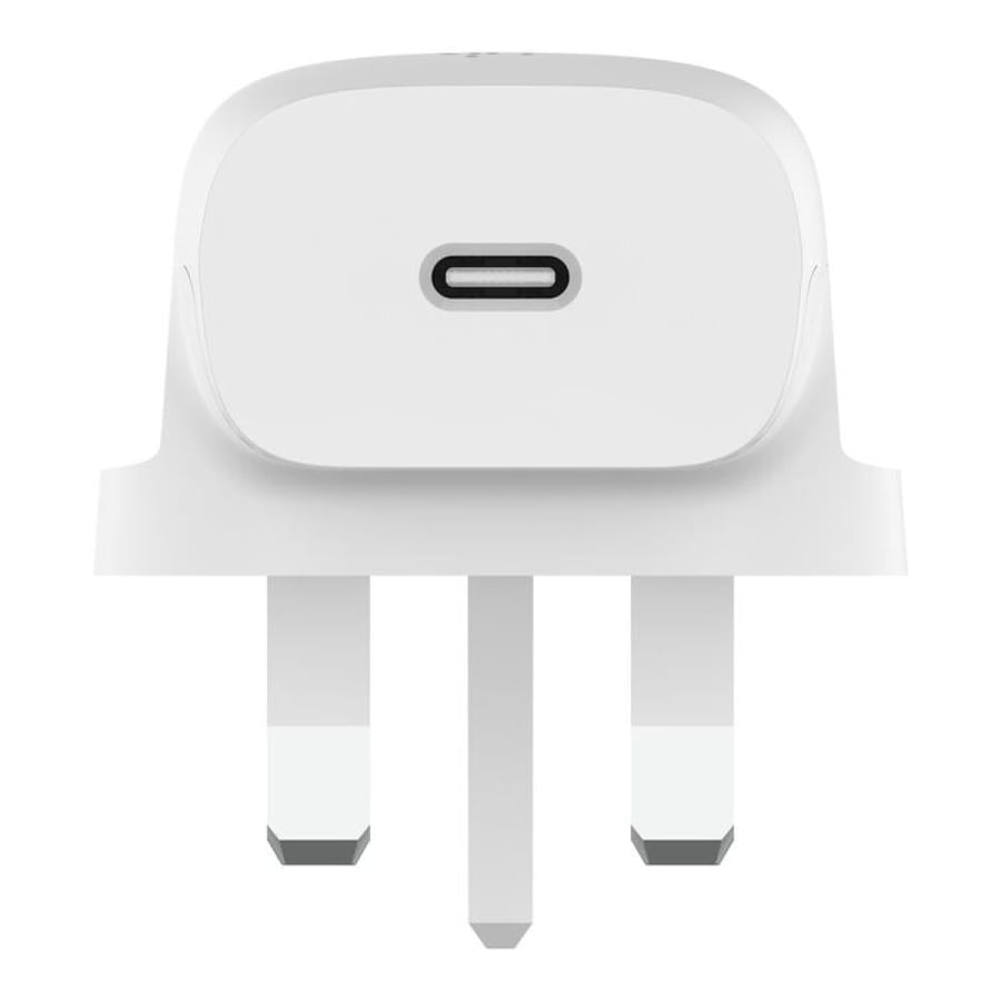 شاحن جداري بيلكن بمنفذ USB-C بقوة 20 واط مع كيبل USB-C إلى USB-C - أبيض