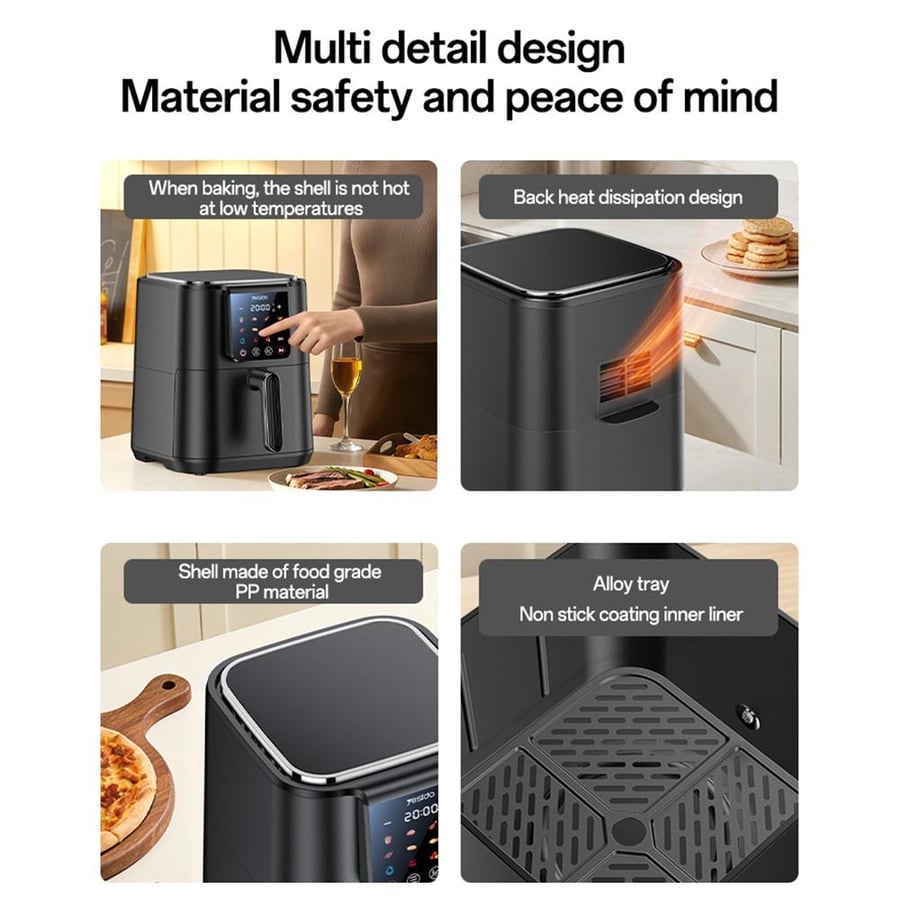 Yesido smart air fryer with display screen and 1500 watt power with 6 liter capacity (EC35)