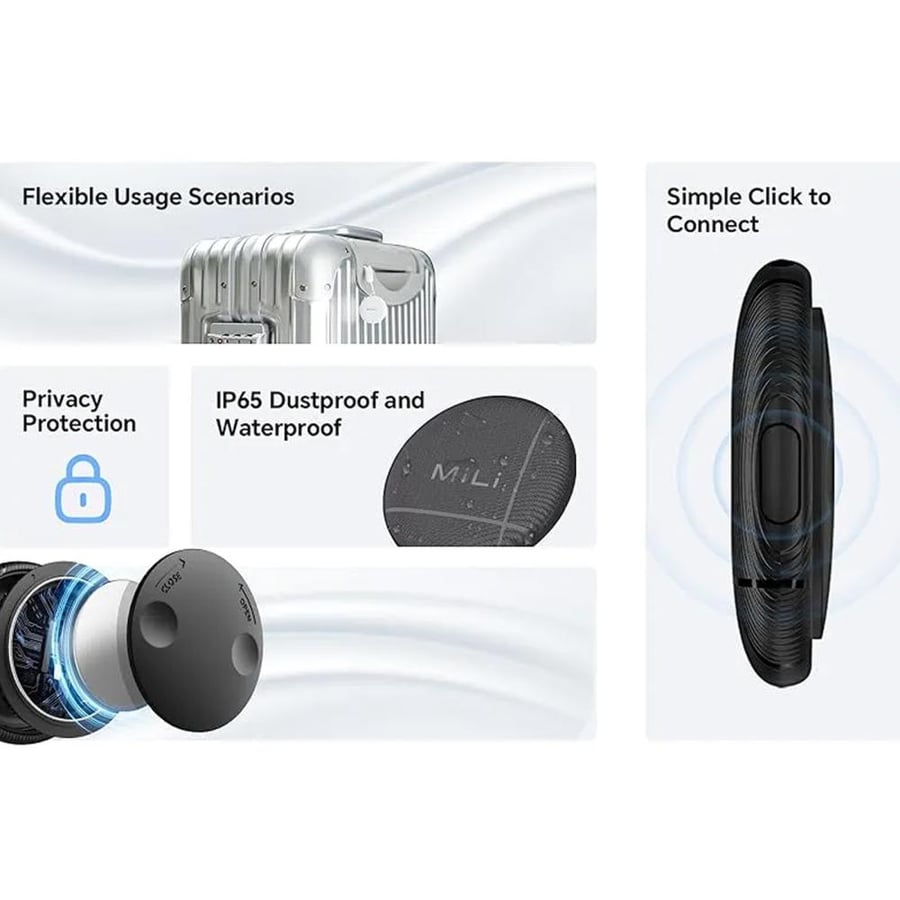 MiLi LiTag Duo tracking device compatible with iOS and Android
