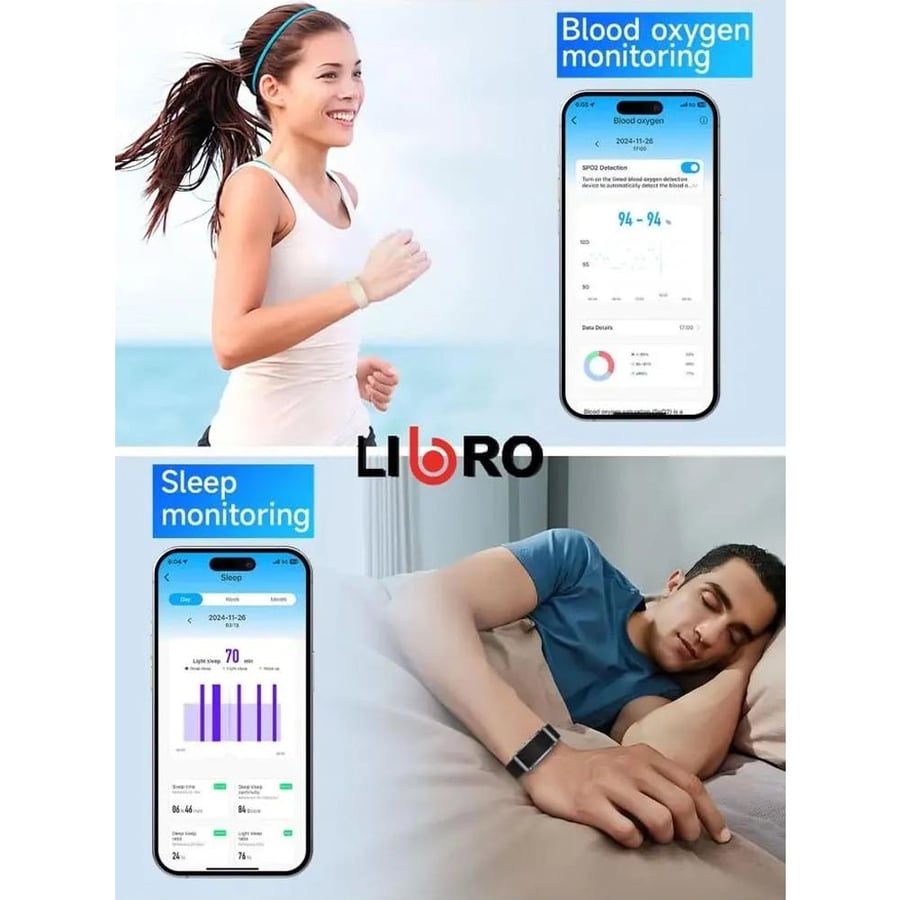 Lipro LIB-A150H smart bracelet for health and fitness tracking, waterproof - black