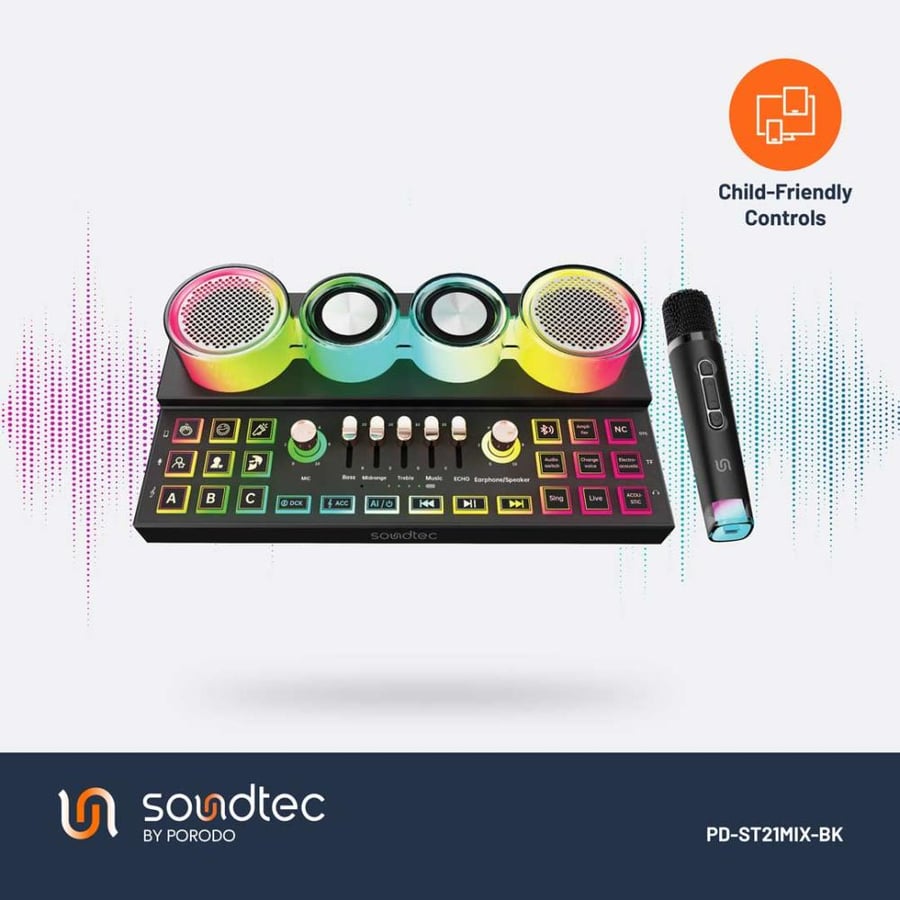 ميكسر ومكبر صوت بورودو ساوندتك AUDIOLINK متعدد المنصات مع ميكروفون لاسلكي