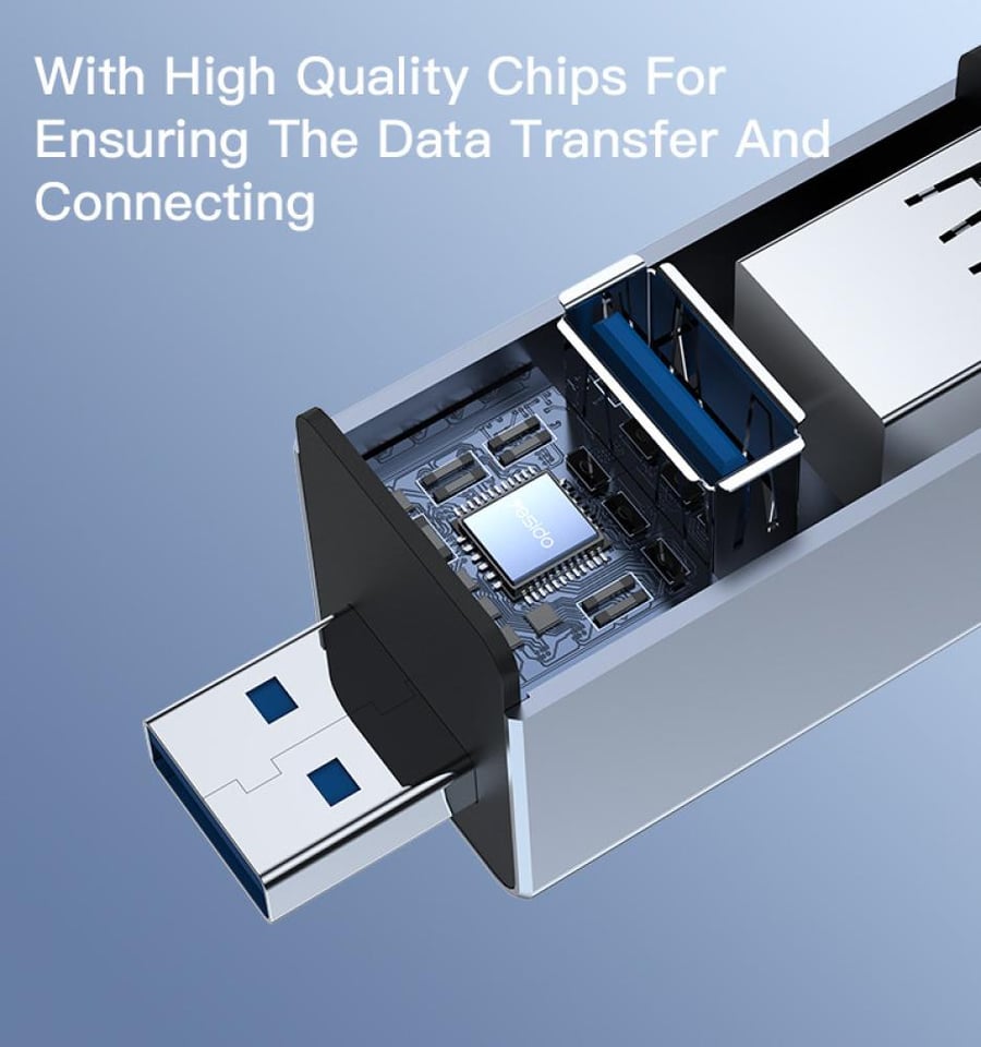 موزع ومحول Yesido صغير عالي السرعة USB متعدد المنافذ ( HB14 )