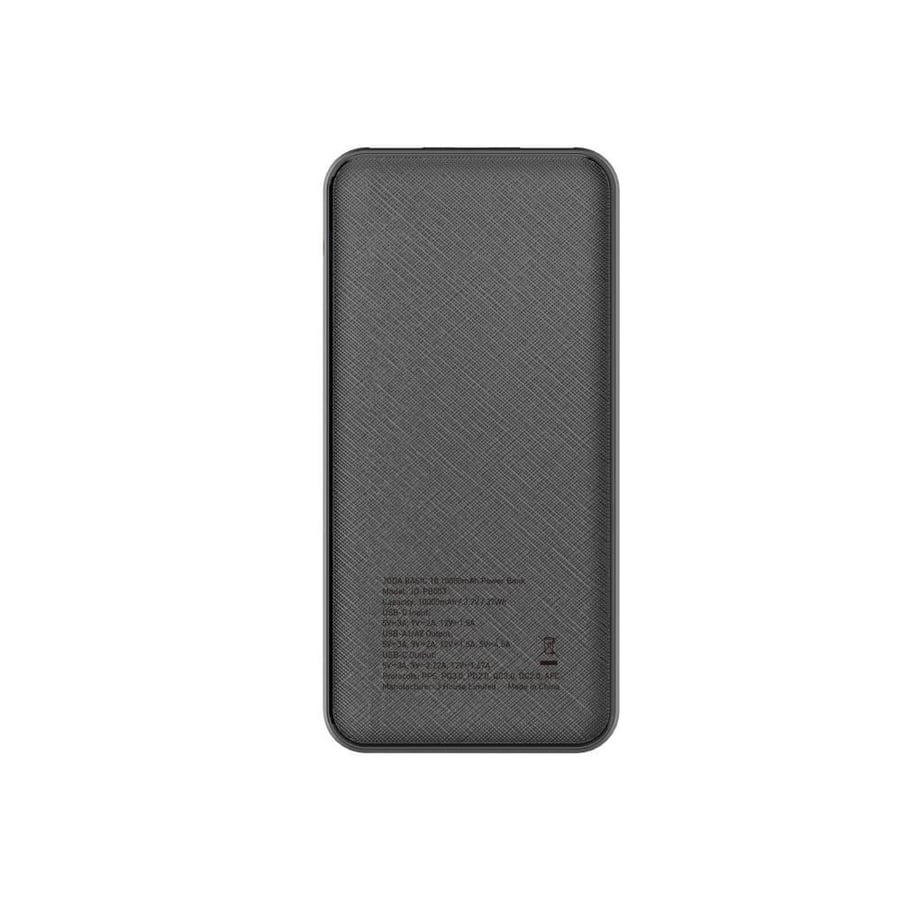 بطارية JODA BASIC 10 بسعة 10,000 ملي امبير بمنفذين USB-A ومنفذ USB-C بقوة 22.5 واط - أسود