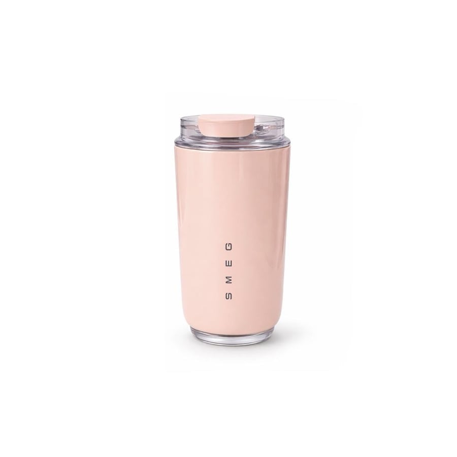 SMEG insulated cup with transparent lid for hot and cold drinks
