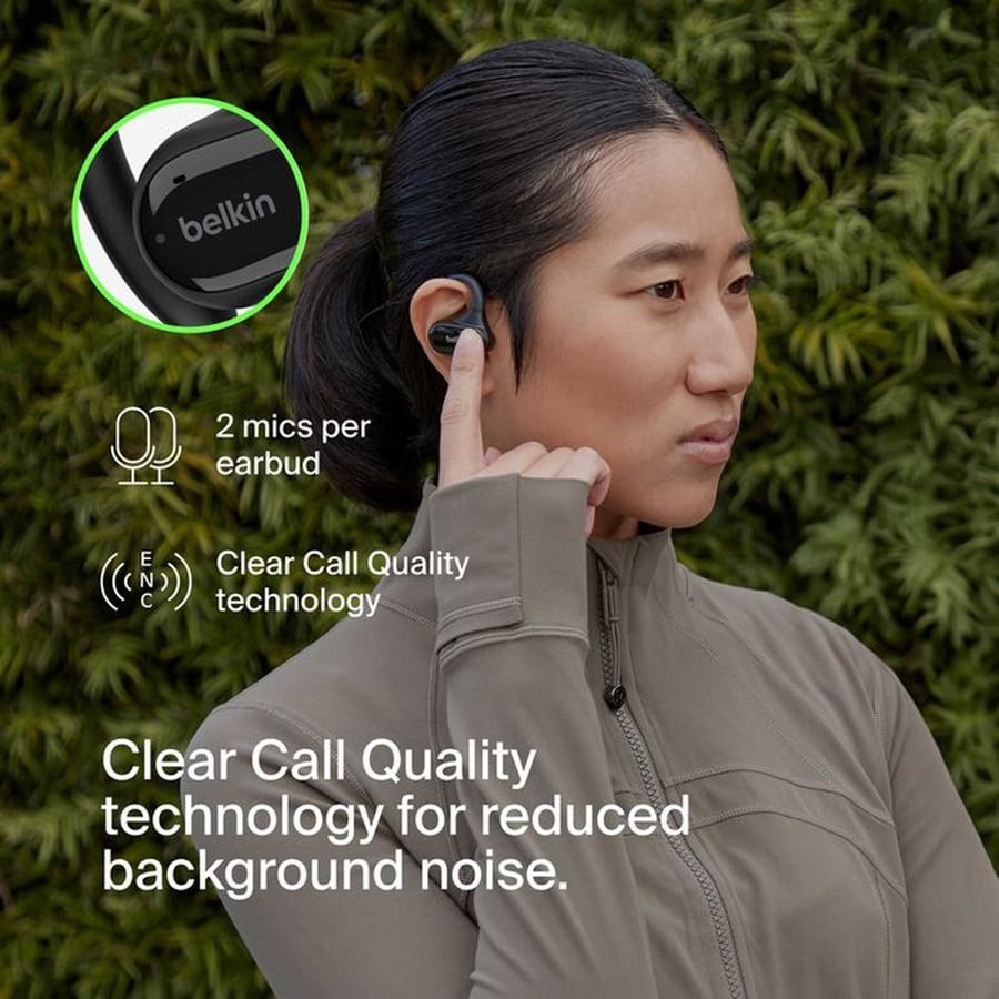 سماعات بيلكن SoundForm™ ClearFit لاسلكية تصميم مفتوح ومقاومة للماء - أسود