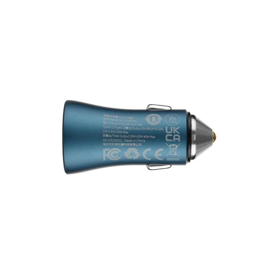 Car charger Baseus with two USB-C ports at 40 watts