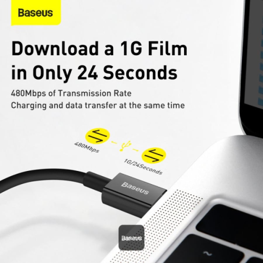 كيبل بيسوس SUPERIOR من USB-C إلى Lightning بقوة 20 واط ( 1 متر ) - أسود