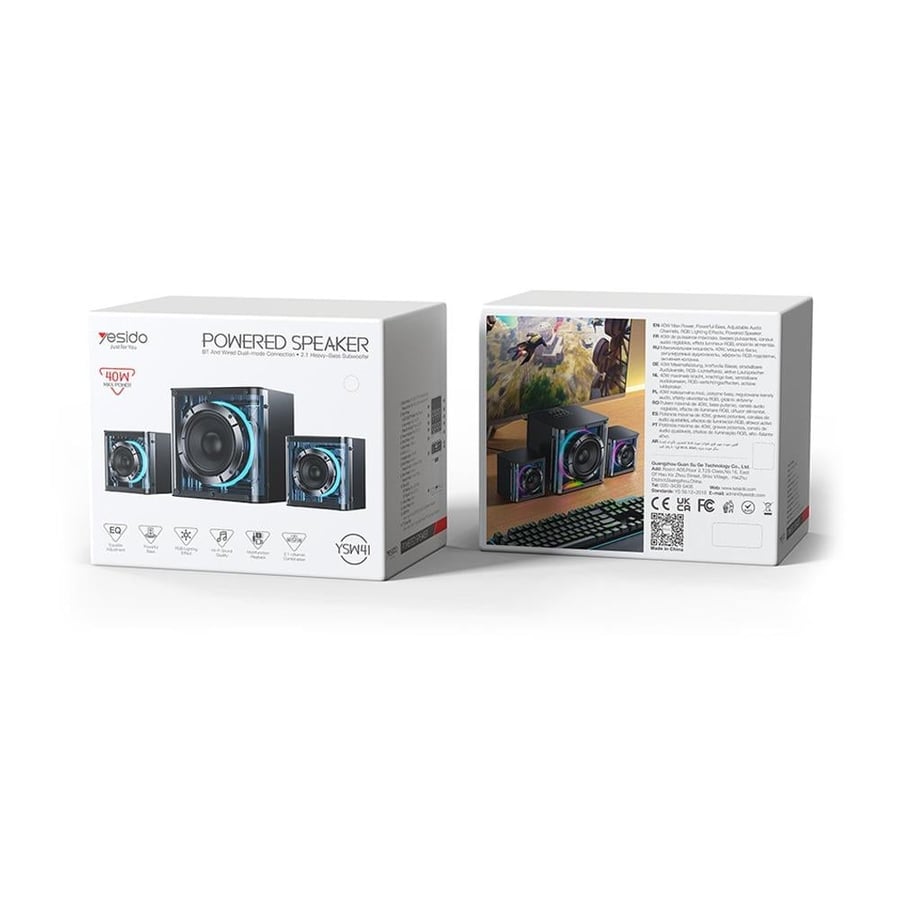 Yesido surround Bluetooth RGB dual channel speaker with 40-watt power (YSW41)