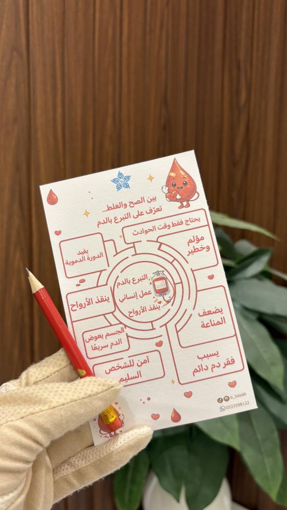 بطاقة توعوية امعلومات صح و غلط للتبرع بالدم