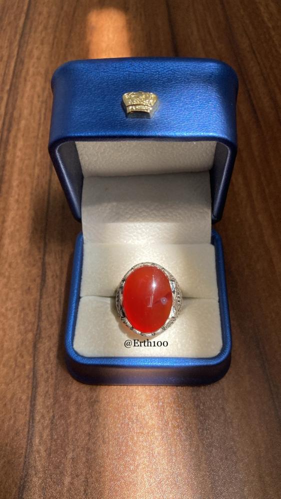 Men's silver ring 925 karat crowned with natural authentic red Yemenite agate.