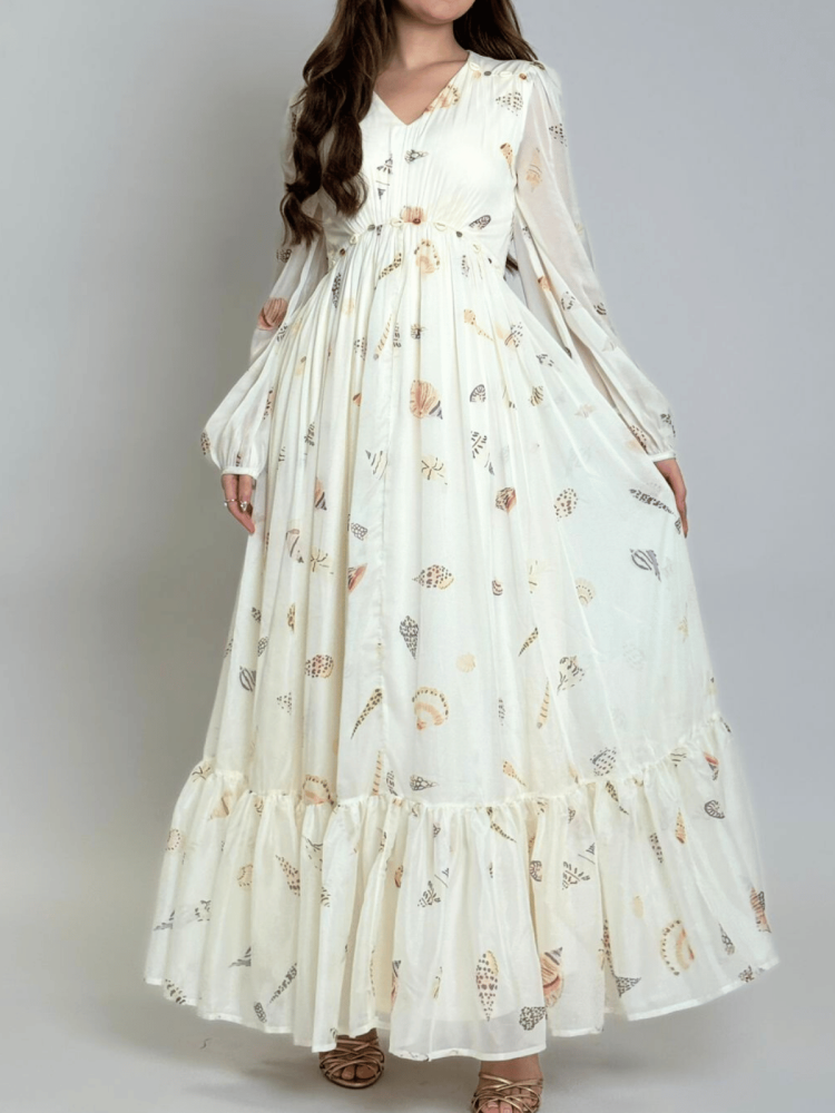 فستان شيفون ماكسي مطبوع Printed Chiffon Maxi Dress