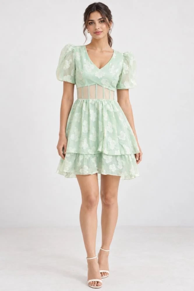 فستان سحر الربيع النعناعي  Enchanted Mint Dress
