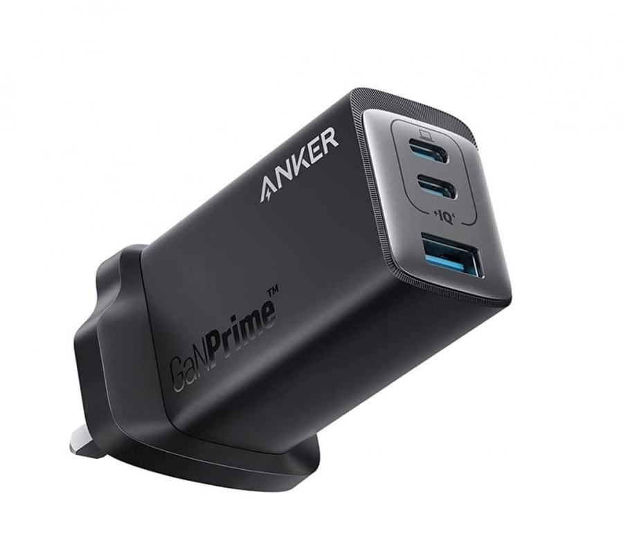 شاحن USB-C جان برايم 735 من انكر، 65 واط، بي بي اس بـ 3 منافذ سريعة، شاحن حائط قابل للطي