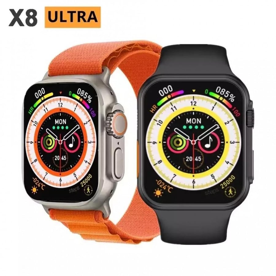 ساعة X8 Ultra الاصلي بلوتوث و NFC و اتصال بصوت واضح , مع جهاز تتبع للعلامات الحيوية مقاس 49