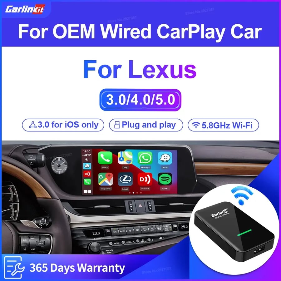كارلينكيت مهايئ كاربلاي لاسلكي ، سلكي إلى أبل صندوق تشغيل السيارة لكزس ES LC LS NX RC UX 2019-2023 RX IS, 5.0 4.0 3.0