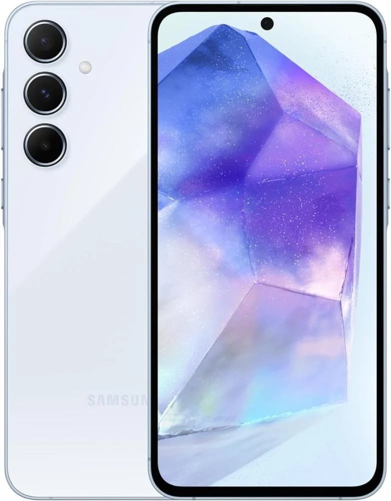 جوال سامسونج جالكسي A55 شبكة الجيل الخامس 5G، ذاكرة تخزين 256 جيجابايت، ذاكرة رام 8 جيجابايت، جوال ذكي بنظام اندرويد، لون أزرق ايس رائع (إصدار المملكة العربية السعودية)، بشريحتين