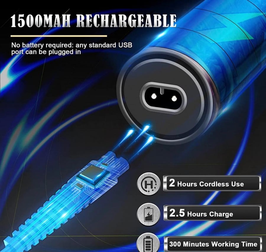 مجموعة ماكينة حلاقة كهربائية لاسلكية احترافية بشفرات بتصميم على شكل حرف T مع شاشة LCD، مناسبة لحلق الشعر بدقة وبدون فراغات في المنزل والصالون