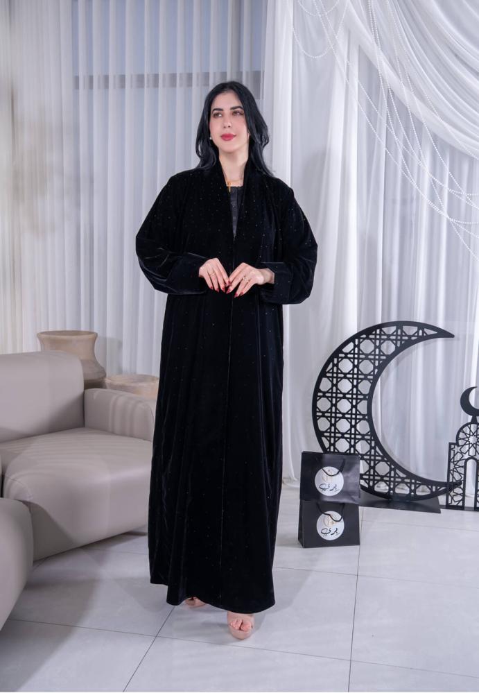 Velvet abaya embroidered butterfly