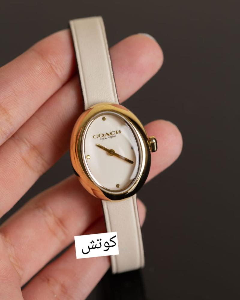 ساعة نسائية هي ساعة كوتش سامي (Coach Sammy) بتصميم بيضاوي جلد   السعر فقط    مكينة بطارية
