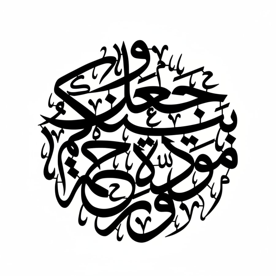 لوحة حائط معدنية وجعل بينكم مودة ورحمة - تثبت بلاصق قوي مرفق معها - متعددة الألوان