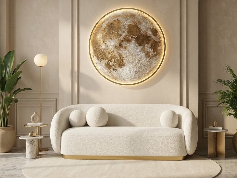 Golden pouffe sofa