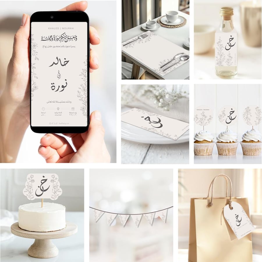ثيم الزواج الأنيق ، مطبوع جاهز للتوصيل