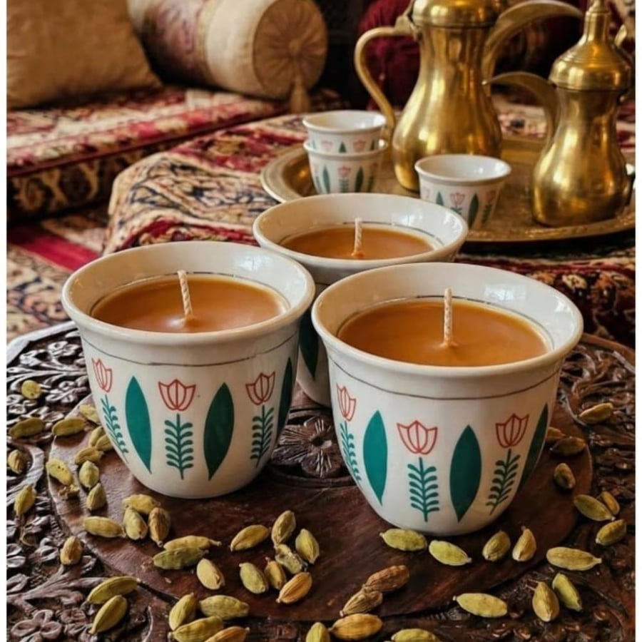 شمعة فنجان قهوة عربي - الحبة