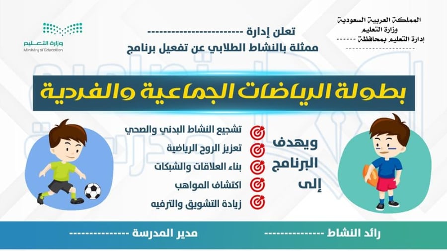 تصميم لوحة مسابقة الرياضات الفردية والجماعية