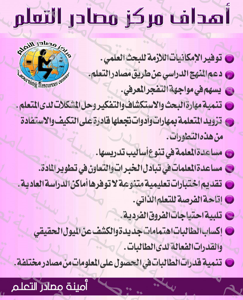 ‎تصميم أهداف مركز مصادر التعلم