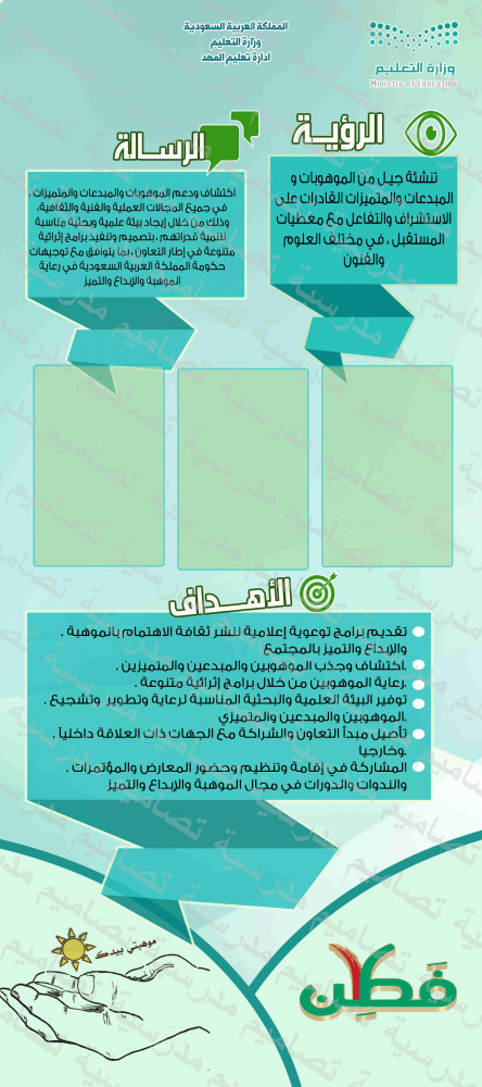 رؤية ورسالة  الموهوبة psd
