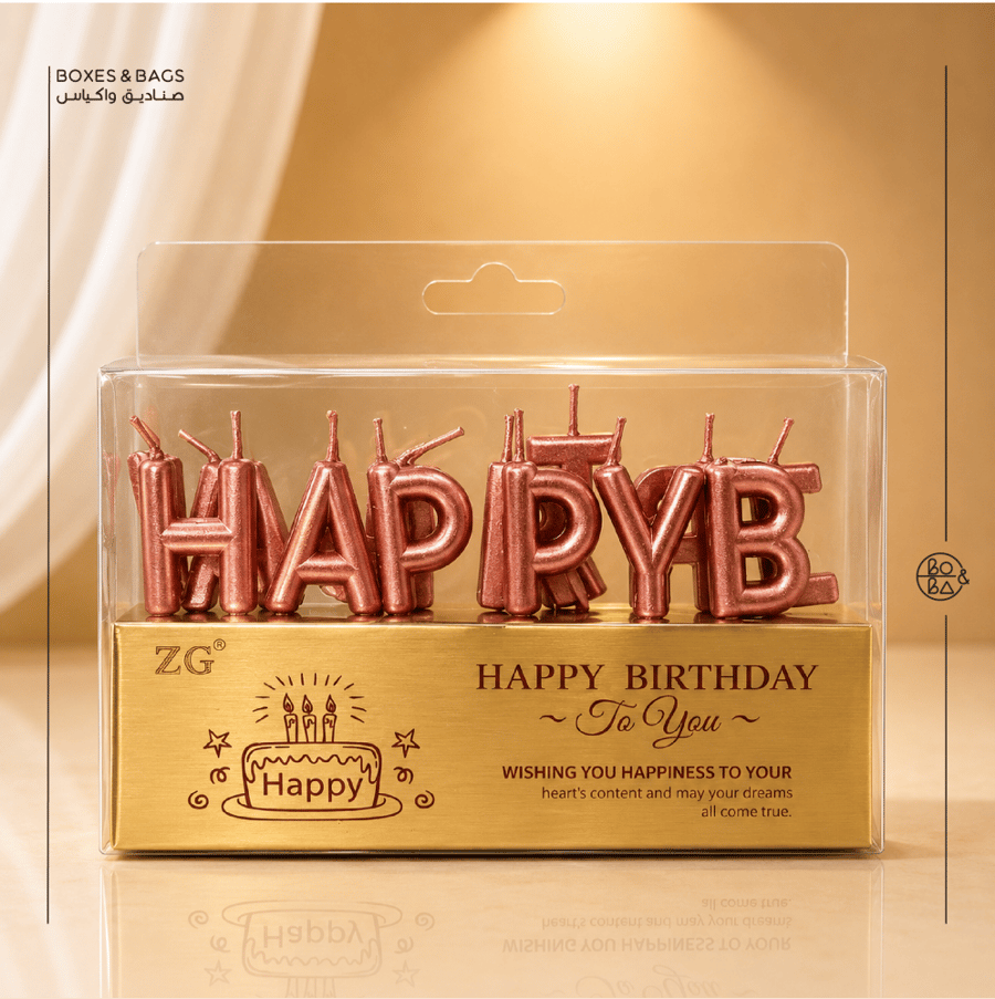 شموع حروف Happy Birthday – لون روز جولد