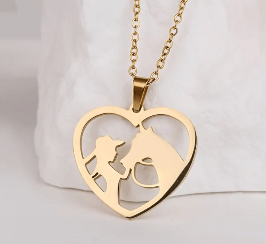 Silver horse pendant - gold