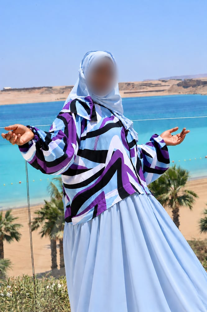 شرشف صلاة قطني أزرق مموج