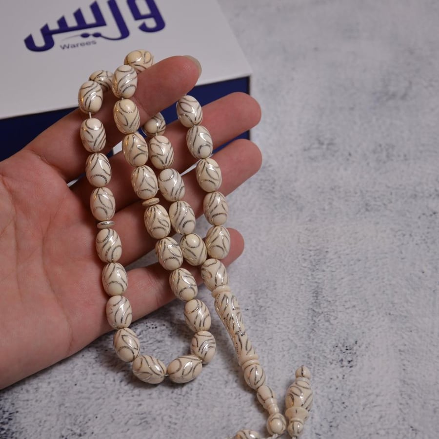 سبحة فاخرة من عاج الفيل والفضة