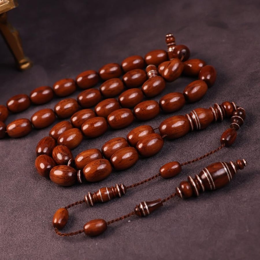 سبحة فاخرة من خشب الثعبان بالفضة