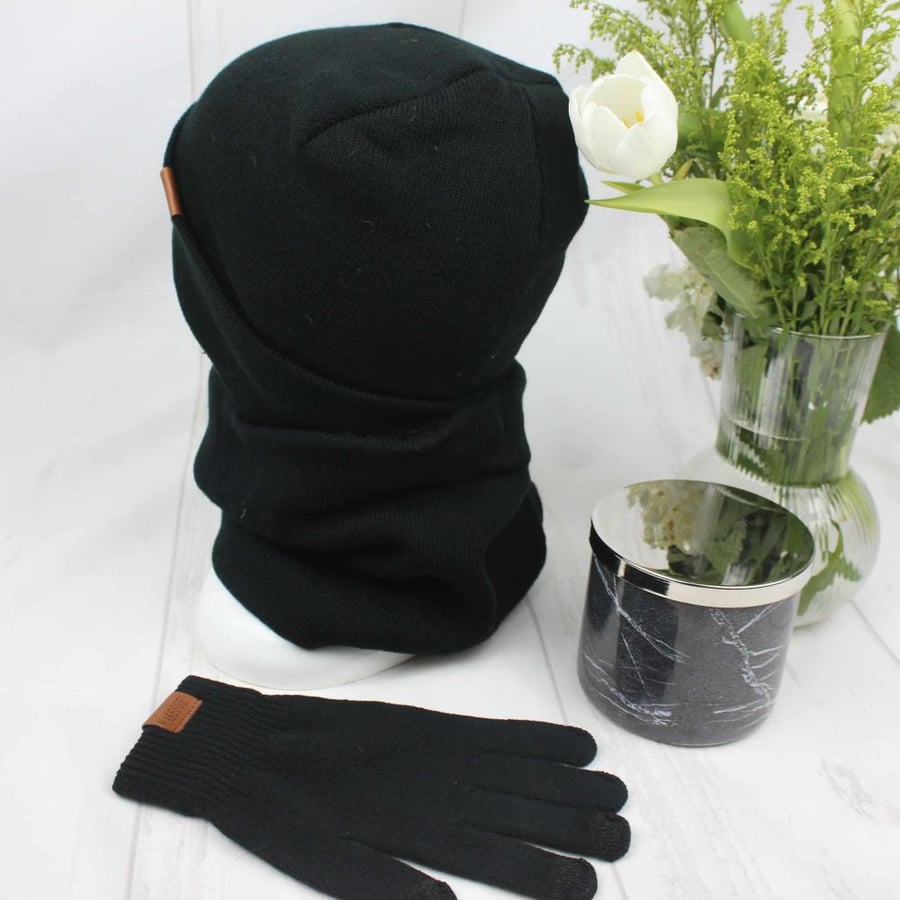 Winter Beanie Scarf Glove Set