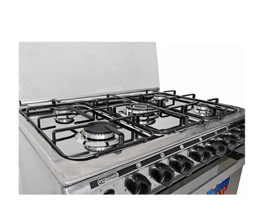 جنرال سوبريم فرن غاز، 5 شعلات ،60*90سم، استيل، اشعال ذاتى, مصري, GS9060FNGS