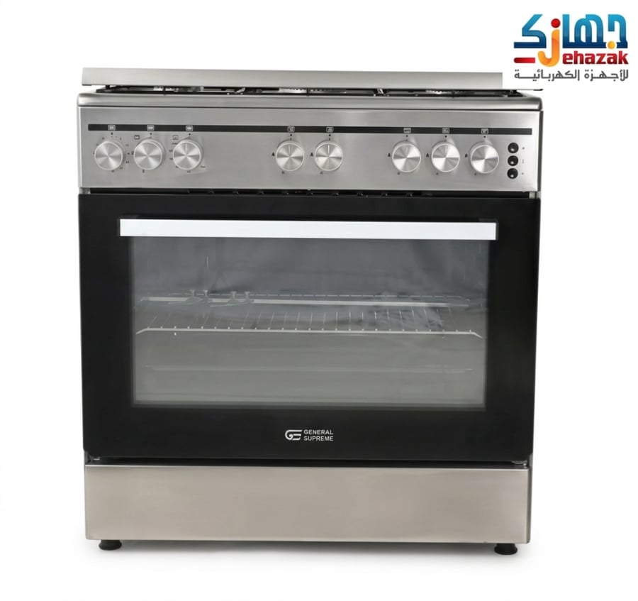 جنرال سوبريم , فرن غاز, 90*60 سم, 5 شعلات, امان كامل, شواية, ستيل, تركيGS9060FGS